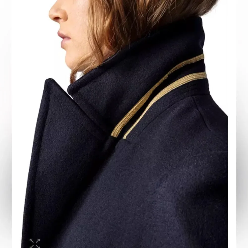 $798 Zadig & Voltaire Monaco Virgin Wool Blend Coat NEW Small